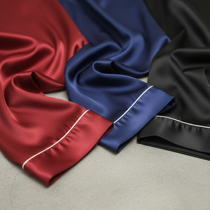 Premium Satin Silk Couple Night Suit Pajama / Short Set – Matching Luxury Nightwear for Men & Women (4 Pcs) | SKU: DC-C010